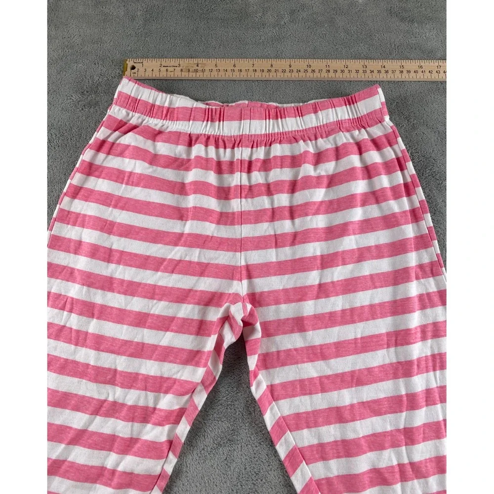 Care Bears Kids‎ Pajama Pants Pink White Striped Cotton Lounge Bottoms Large L/G
